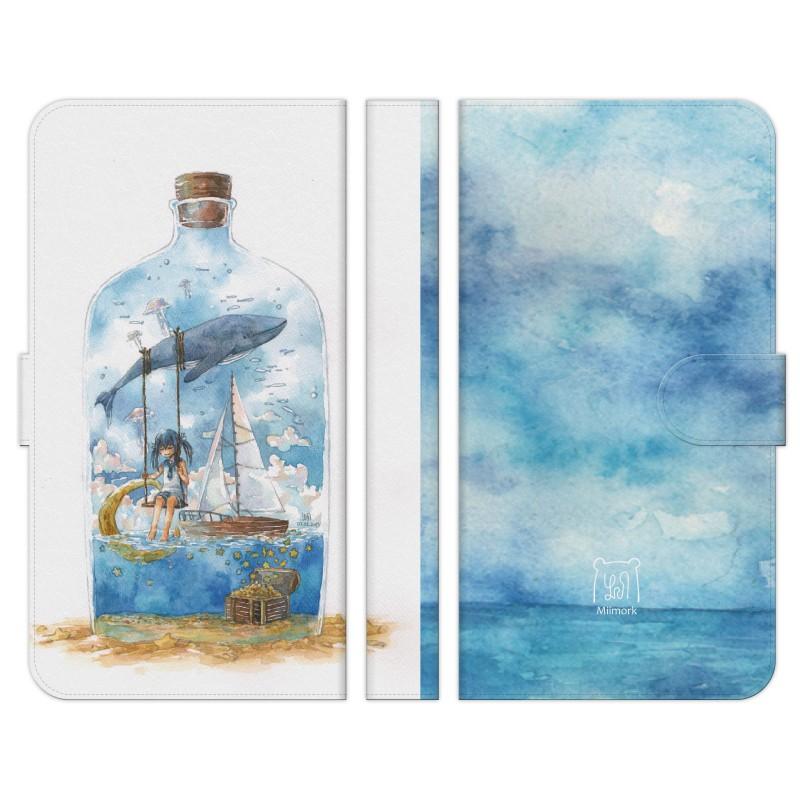 Android One 各種 S10 S9 S8 S7 S6 S5 X5 X4 手帳型 スマホ ケース カバー 海ボトル モーク クジラ 海洋生物 クラゲ 海 船 | 