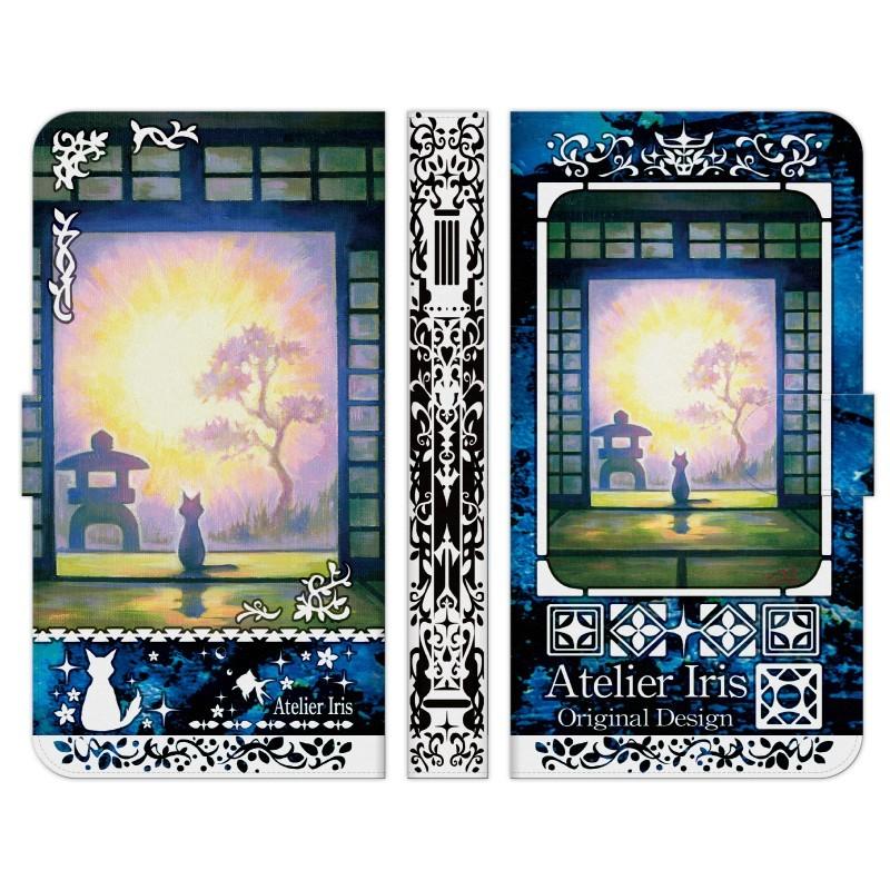 手帳型 マルチ スマホ ケース カバー 静かな月夜 テクスチャー 青 アトリエアイリス 猫 動物 きれい 油絵 Brnand D3cte Mod411 1321 Select 通販 Yahoo ショッピング