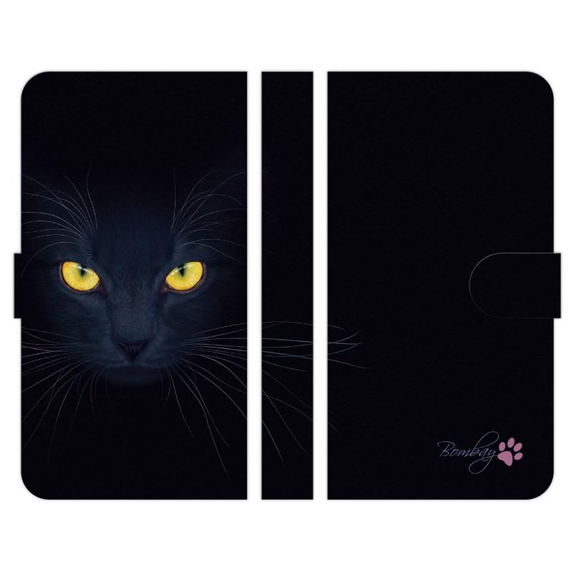 手帳型 マルチ スマホ ケース カバー 黒猫 01 Fujina 猫 ネコ クロネコ