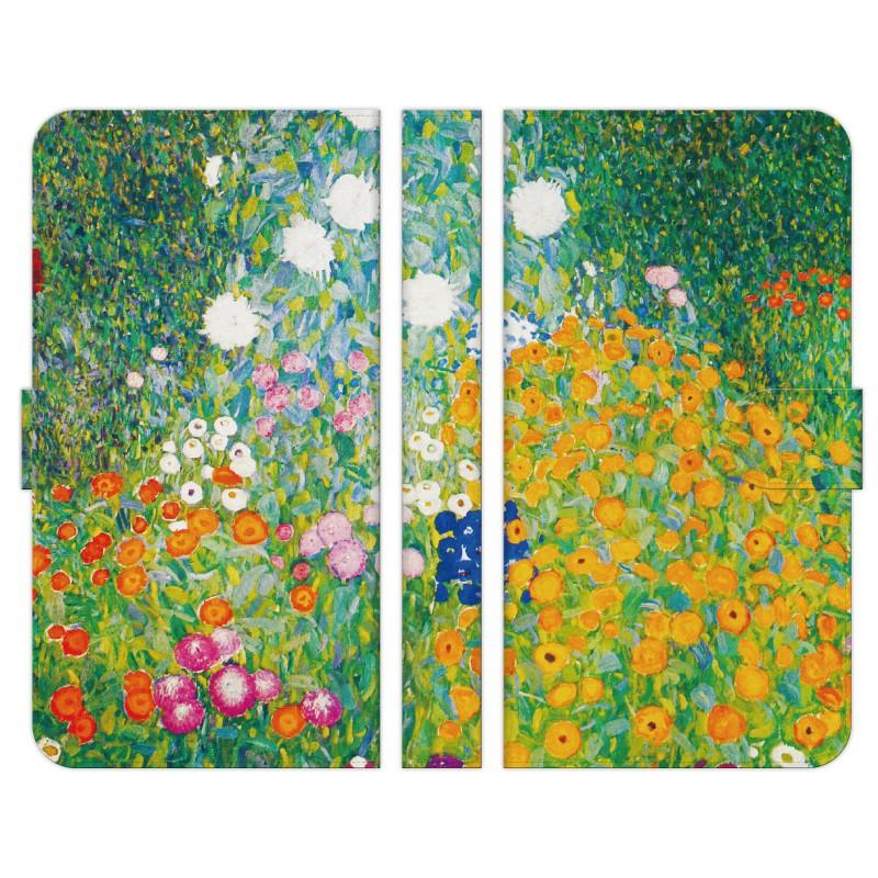 手帳型 マルチ スマホ ケース カバー クリムト 農場の庭 Flower Garden 絵画 名画 グスタフ アール ヌーヴォー 花柄 | 