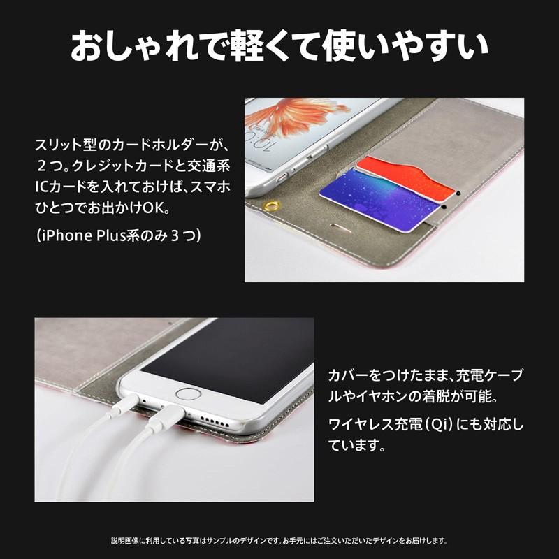 iPhone 各種 15 14 13 12 mini Pro Max SE 第3世代 11 XR XS X 8 7 手帳型 ケース カバー レトロデザイン 青 アトリエアイリス｜idesignstore｜06