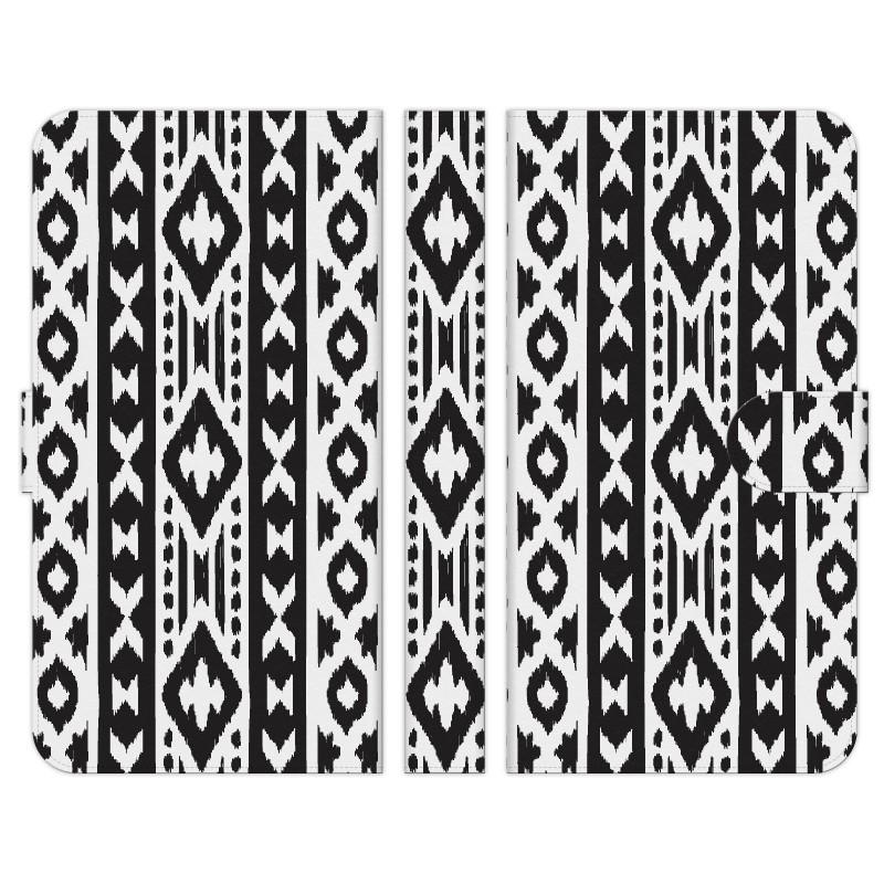 Qua Phone 用 手帳型 スマホ ケース カバー モノトーン ネイティブ柄 E オルテガ柄 インディアン トライバル Quafonf Dnok1 M0103 1321 Select 通販 Yahoo ショッピング