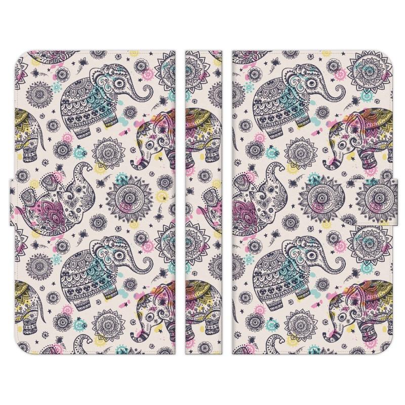 らくらくホン 用 手帳型 ケース カバー エスニック 象柄 ホワイト パターン イラスト ボヘミアン アジアン Rakuraf Dnok1 M0276 1321 Select 通販 Yahoo ショッピング