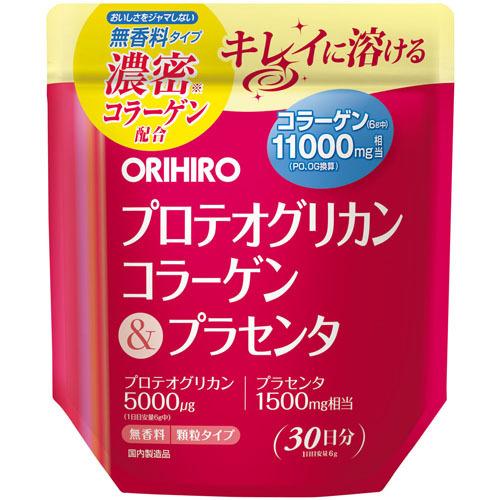 オリヒロ　プロテオグリカンコラーゲン＆プラセンタ 180g　ORIHIRO 無香料 顆粒タイプ きれいに溶ける 美容 健康 忙しく疲れがちな方の元気サポートサプリメント｜idkshop