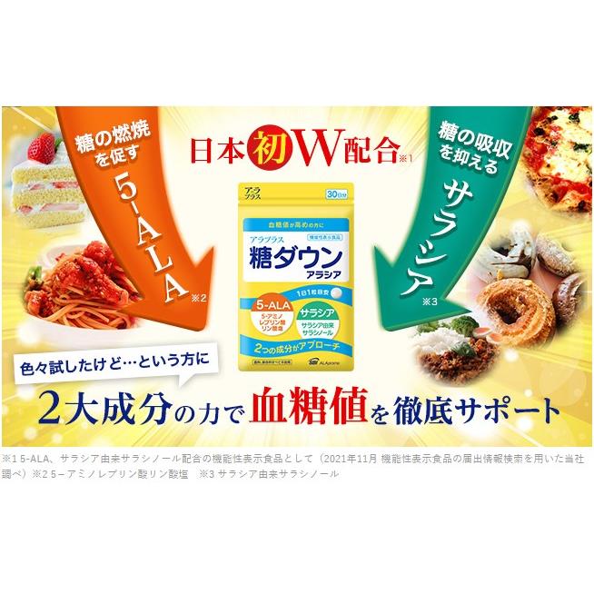 【2個】アラプラス 糖ダウン アラシア 10日分 【送料無料】 機能性表示食品 5-ALA サラシア サラシノール 血糖値 ５‐アミノレブリン酸 サプリメント サプリ｜idkshop｜02