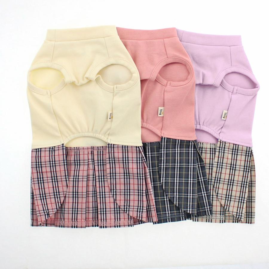 iDog ワンダフルセール 50%OFF 犬 服 切替ボックスプリーツワンピ アイ