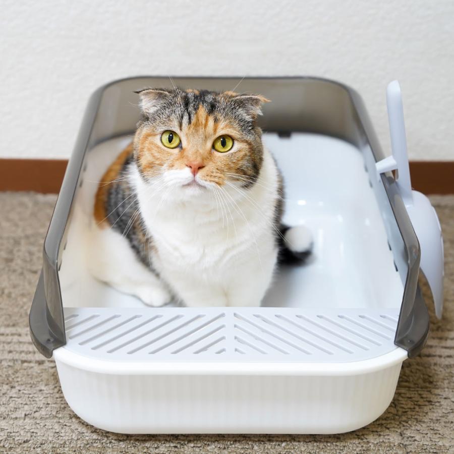 iDog 猫用トイレ用品 iCat セミクローズドプラスチックサンドボックス