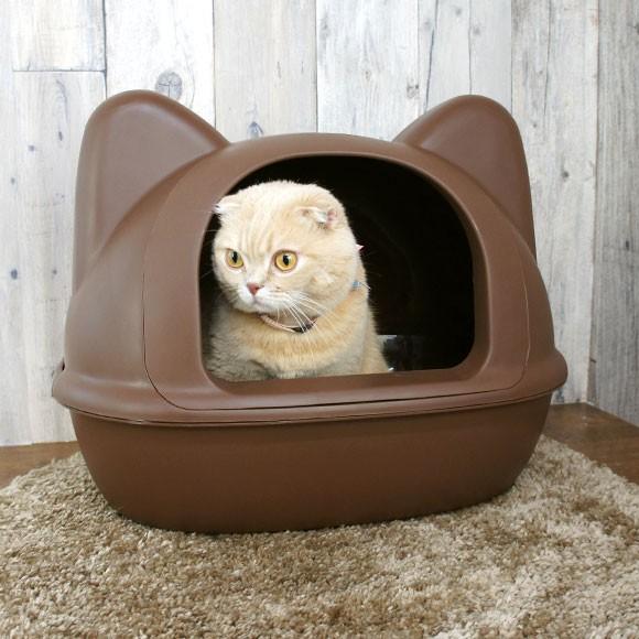 iDog 猫用トイレ用品 ネコトイレ フード付き iCatネコ型
