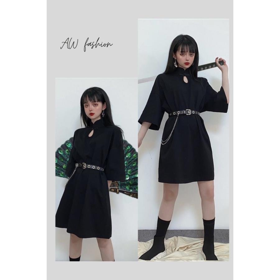 ワンピース レディース チャイナワンピース ブラック 黒 半袖 コスプレ チャイナ風 中華ロリ 華ロリ ゴスロリ ベルト付き 1040 Ie 47 ヤフー店 通販 Yahoo ショッピング