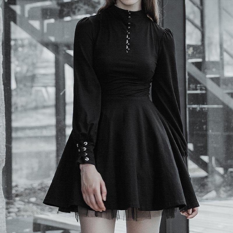 レディース ワンピース 長袖 ハイネック 黒 セクシー ドレス レースアップ ゴシック Black Gothic Dress Ie 47 ヤフー店 通販 Yahoo ショッピング