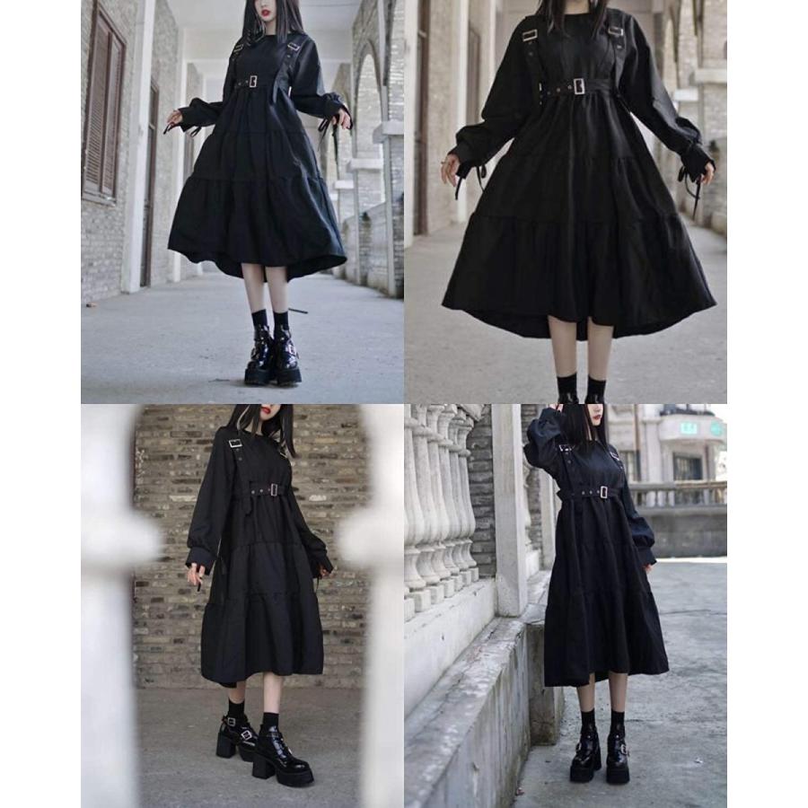 レディース ロング ワンピース 黒 長袖 ハーネス ベルト ゴシック ゴスロリ 大きいサイズ Gothic Dress Black Harness Ie 47 ヤフー店 通販 Yahoo ショッピング