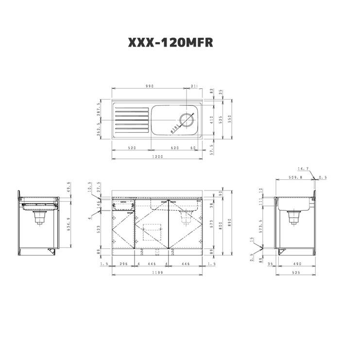 クリナップ クリンプレティ　流し台　間口120cm　GTS-120MF/G4V-120MF【納期：約3〜5営業日】【メーカー便にて配達・再配達不可】｜iedesignlabo｜07