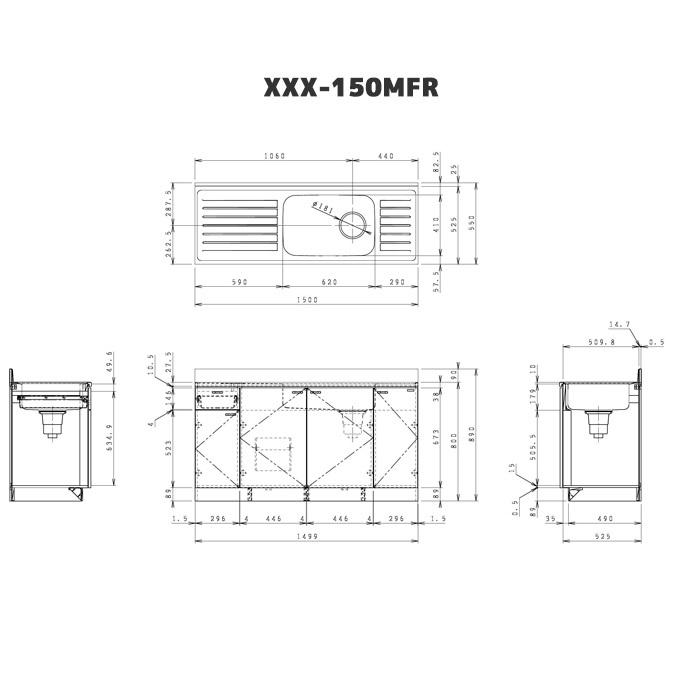 クリナップ クリンプレティ 流し台 間口150cm GTS-150MF/G4V クリナップ クリンプレティ 流し台 間口150cm GTS-150MF/G4V