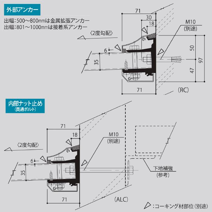アルフィン 庇 AD2S 出幅600mm 全長1700mm 取付部品別途_4
