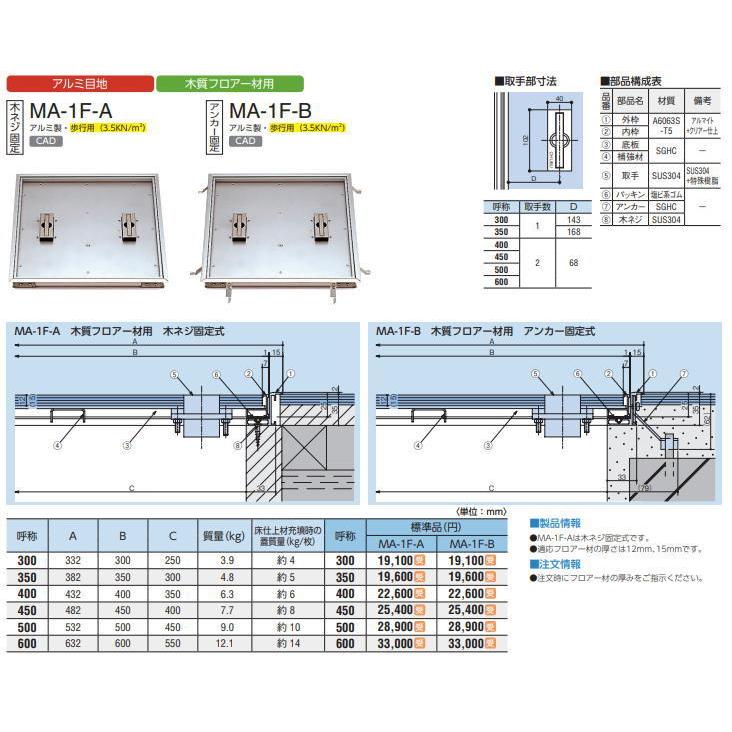 中部 MA-1F-B-350 木質フロアー材用ハッチ 中部コーポレーション CHUBU