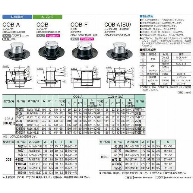 中部 COB-A(SU)-75 標準品 床上掃除口 中部コーポレーション CHUBU ※直送/代引不可/沖縄・離島配送不可_1