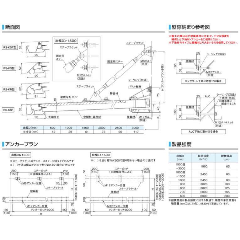 DAIKEN RSバイザー RS-KS型 D1000×W1800 ステンカラー (ステー無)｜iefan｜02