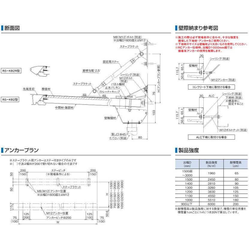 DAIKEN RSバイザー RS-KB2型 D600×W2700 シルバー (ステー無) ※直送/代引