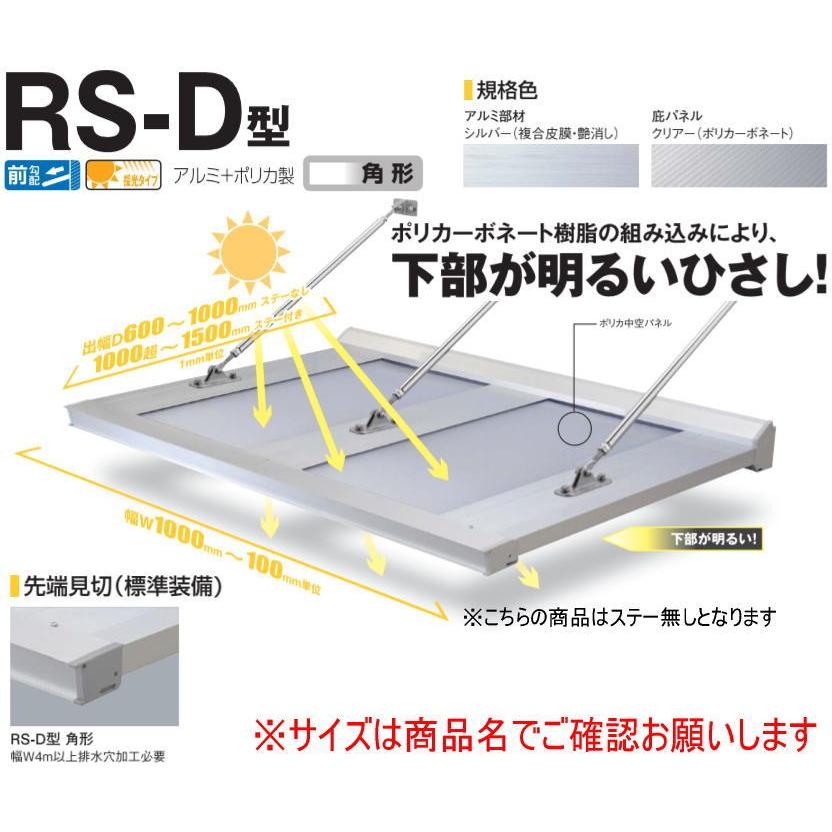 DAIKEN ダイケン 庇 RSバイザー RS-D型 D900×W1800 アルミ＋ポリカ製 (ステー無)