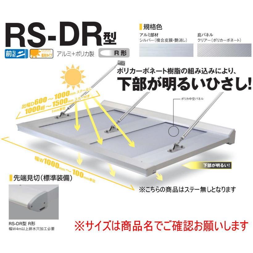 DAIKEN ダイケン 庇 RSバイザー RS-DR型 D900×W1800 アルミ＋ポリカ製 (ステー無)