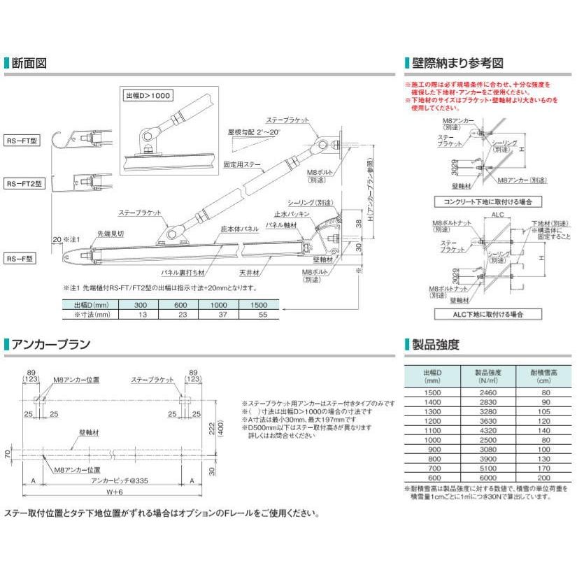 DAIKEN RSバイザー RS-FT型 D1000×W1000 ステンカラー (ステー付)｜iefan｜02