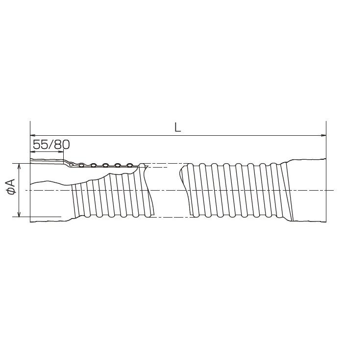 ユーシー産業 エバフレキ FJS-754 排水フレキ バンド2個付 75φ400mm