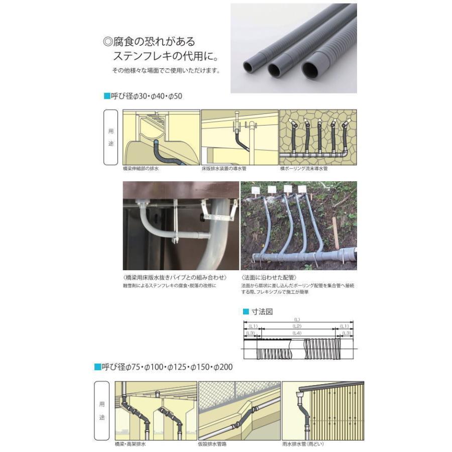 ユーシー産業 BFP-200-1000L エバフリー 屋外用排水専用フレキシブルパイプ 呼び径φ200mm×L1000mm EVUC(エバック) ※直送/代引不可/沖縄・離島配送不可_2