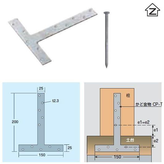 Zマーク金物（Z） かど金物 CP−T 釘付(50入1ケース)(在来工法金物/軸