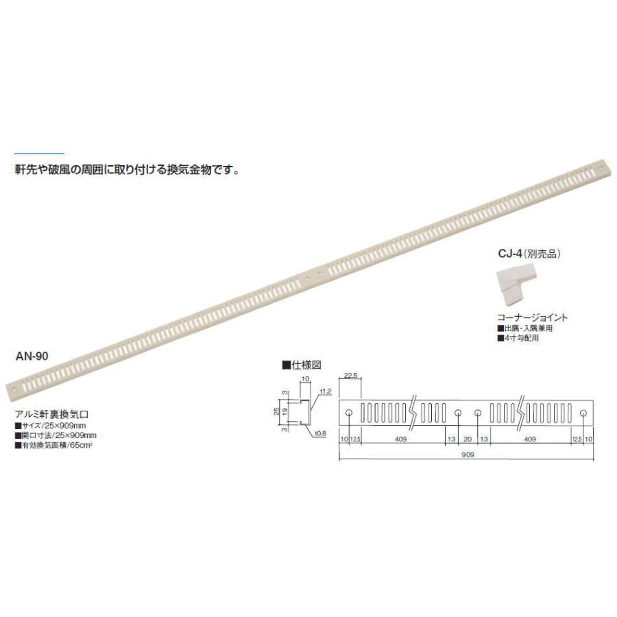 カネシン アルミ軒裏換気口 AN-90 アイボリー 505000 : 家ファン
