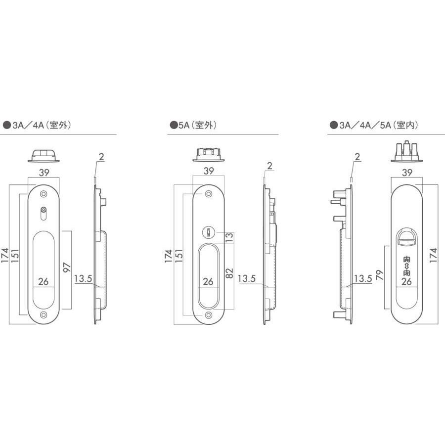 川口技研 DY138K-YK-4A-SG 引戸錠 表示錠 受座フロント角 サテン