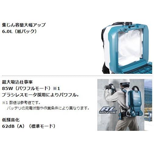 マキタ VC665DZ 充電式背負い集じん機 本体のみ ※バッテリ・充電器・ワイヤレスユニット別売