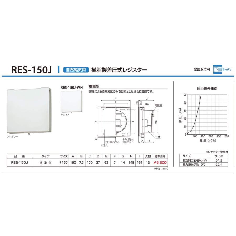 バクマ工業 RES-150J 150φ 樹脂製 差圧式レジスター (アイボリー) : 家 