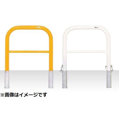 MEDOMALK メドーマルク F6B-7S ゲートタイプ 車止め 鉄製 横桟付 Φ60.5 差込式 白/黄 ※直送/代引不可/沖縄・離島配送不可