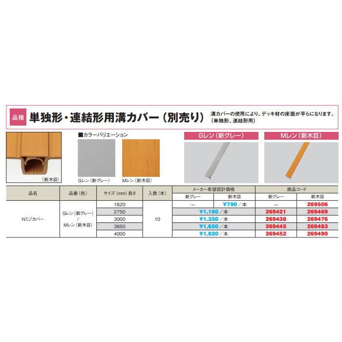 タキロン デッキ材用 溝カバー 10本入り 269445 L3650 ※直送/法人限定