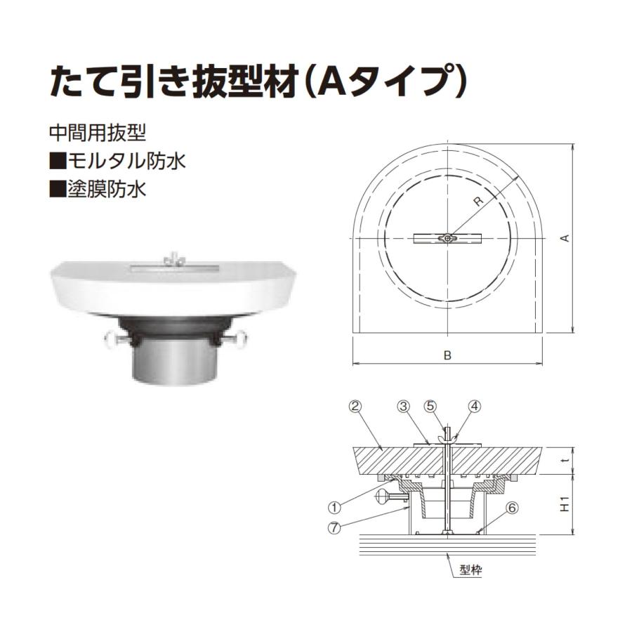 ニムラ ルーフドレイン MG1P＋A 100(4インチ) t:30 ねじ込み接続 抜型材 たて引き抜型材 (Aタイプ) 中間用抜型 モルタル防水・塗膜防水_1
