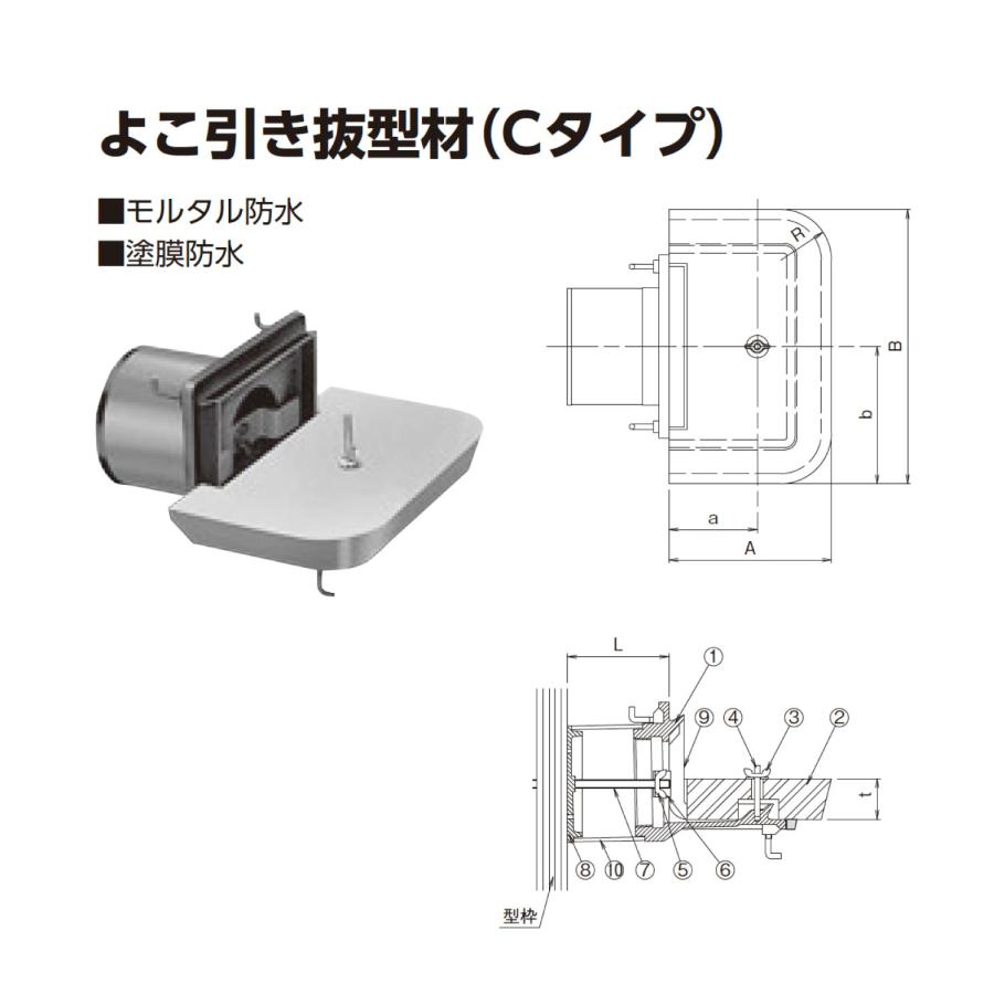 ニムラ ルーフドレイン LM1D＋C 100(4インチ) t:30 ねじ込み接続 よこ引き排水 抜型材 よこ引き抜型材 (Cタイプ) モルタル防水・塗膜防水_1