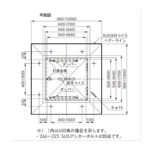 杉田エース 結露防止対策タイプ SUS 角型屋根マンホール 2-600(246-290)_1