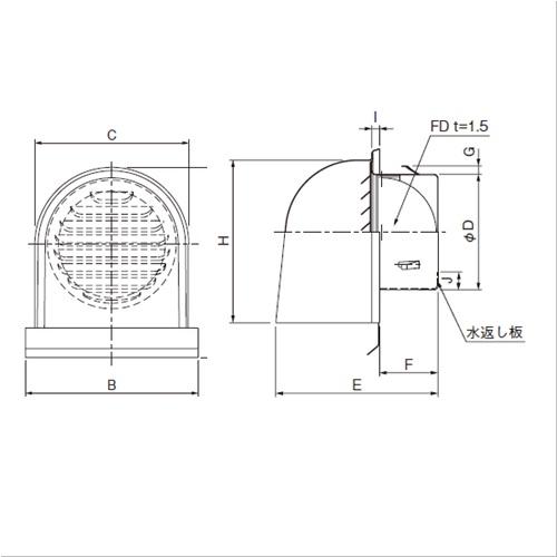 杉田エース SUS U型フード付ガラリ 網付 SUH100FD-MG10#(317-213) : 家