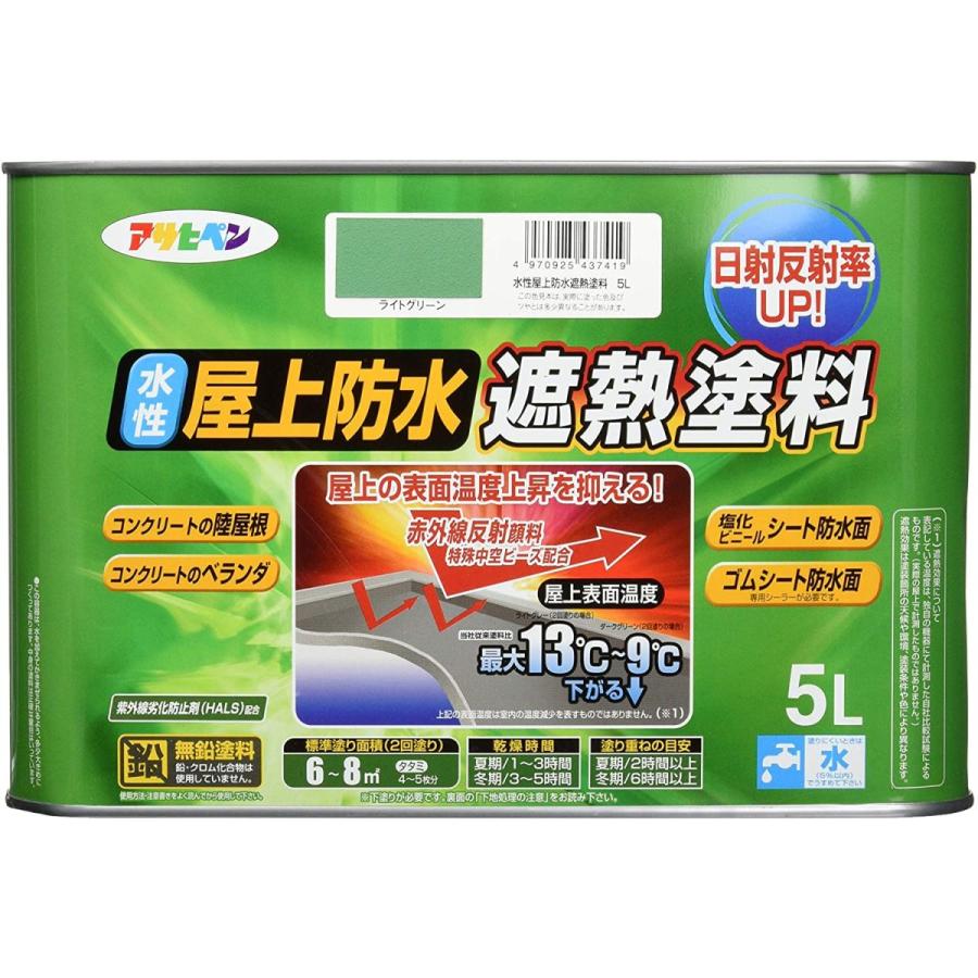 アサヒペン 水性屋上防水遮熱塗料 5L ライトグリーン : 家ファン