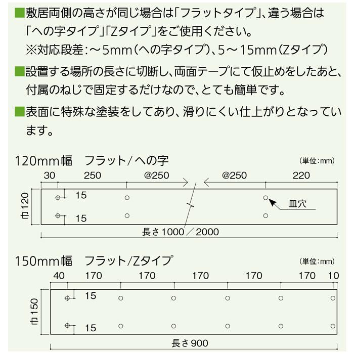 バリアフリー静岡 滑りにくいフラットレール 120mm幅(フラット) 2000mm クリア FRF-C2000 1枚 ※沖縄、離島は配送不可｜iefan｜03