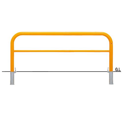 帝金 Y83P3-20 バリカー 横型 スタンダード スチールハイショルダータイプ 脱着式フタ付 横桟付き 黄色 【個人宅配送不可】