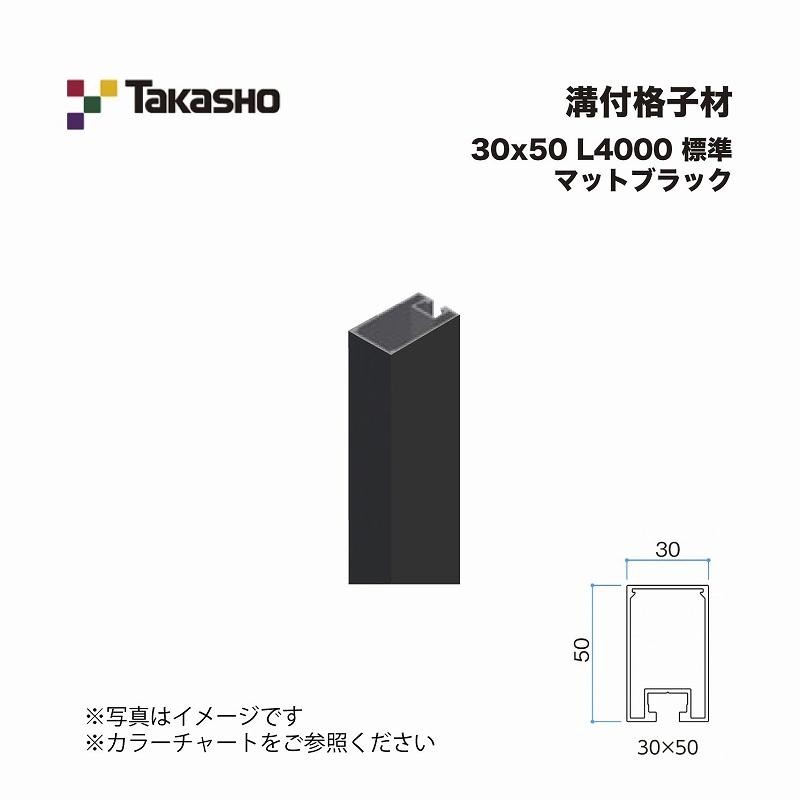 タカショー 溝付格子材 30×50 L4000 標準 マットブラック 1本 ※直送/代 