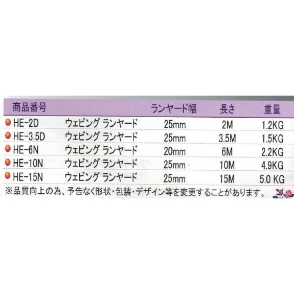 椿モデル　HARU　セーフティブロックリール　ウェビングランヤード　25mmX2M　HE-2D