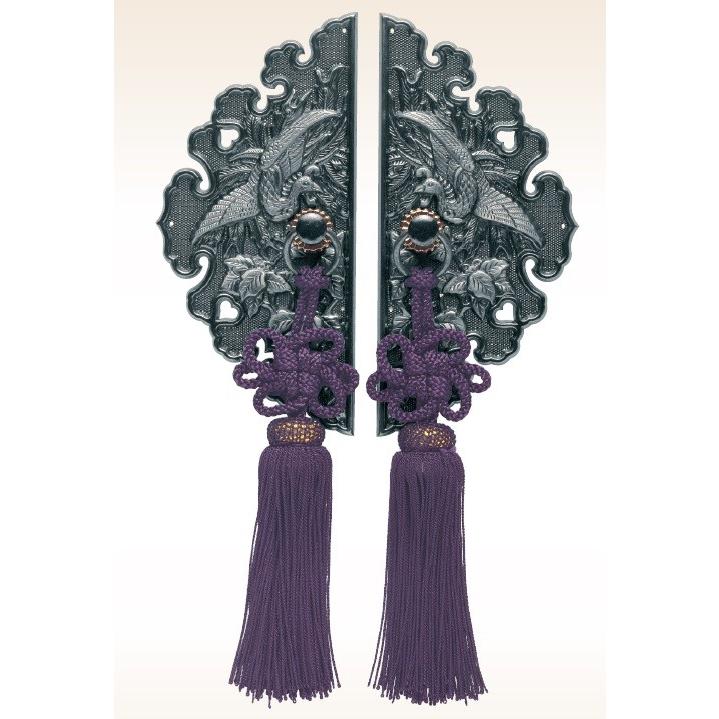 TUKIESU ツキエス 前飾・八双 TS-123 5寸 銀古美 鳳凰前飾 丸カン 1組