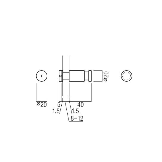 ユニオン PRE-F354-01 ガラスフック φ20×40 ブラス クロム 1個 : 家