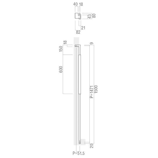 人気絶頂 ユニオン ドアハンドル T617-36-102-R ユニウッド ブラック＋ステンレス ミラー 80.5×1500×79.5 1セット（内外)　※右吊元