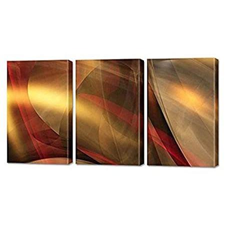 【並行輸入品】 Menaul Fine Art "Golden Mist Triptych 限定版マルチパネルアートワーク、51 x 32、ゴールド/ベージュ/イエロ アートレプリカ