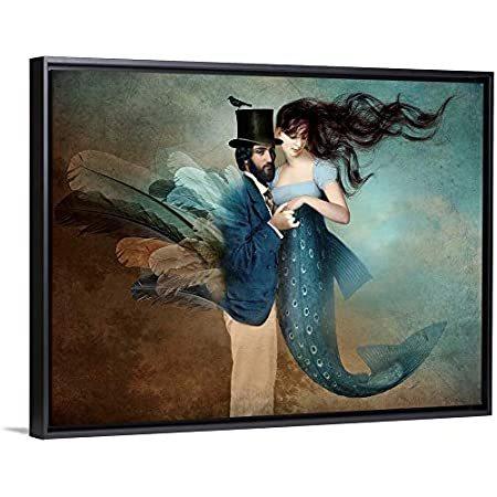 【並行輸入品】 A Mermaids Love Black Floating Frame Canvas Art, 42"x32"x1.75" アートレプリカ