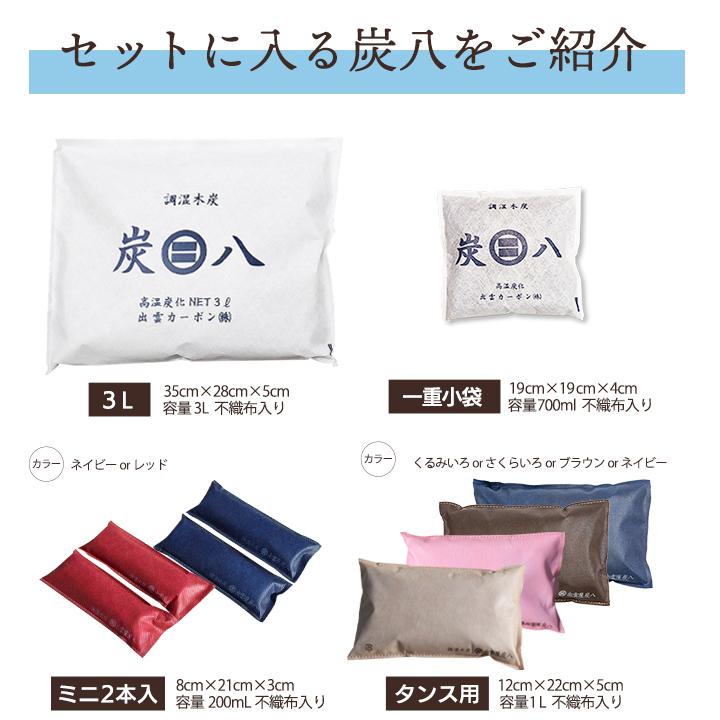 出雲屋炭八 炭八 除湿剤 ミニトライアルセット 5点セット 乾燥剤 湿気