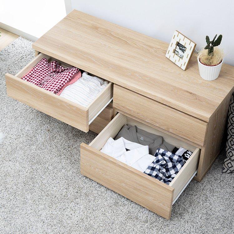 チェスト MYチェスト 収納家具 奥行42cm タンス 引き出し 二段 おしゃれ 完成品 北欧 木目 木製 ローチェスト 幅100cm 大容量 オーク リビング 寝室 組立不要の画像